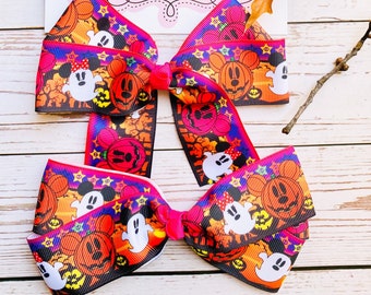 Inspired Mickey Pumpkins Ghosts Bow