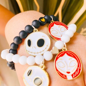 Inspirierte Jack und Sally Charm Perlen Armreifen