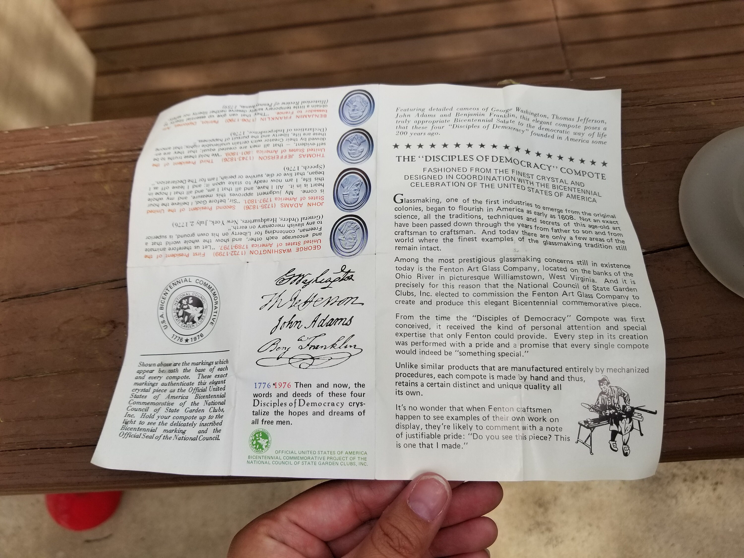 Vtg FENTON Bicentennial disciples of Democracy Etsy