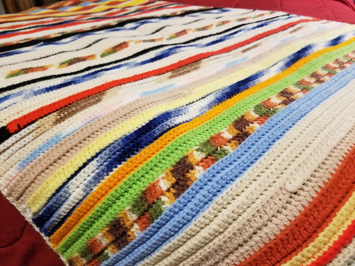 Vtg Handmade Afghan Multicolor 76 48 Etsy