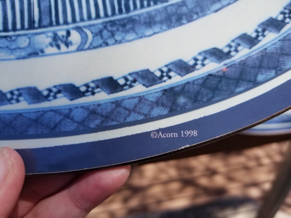 Vtg Set of 4 ACORN Corkboard Placemats Asian Blue Etsy