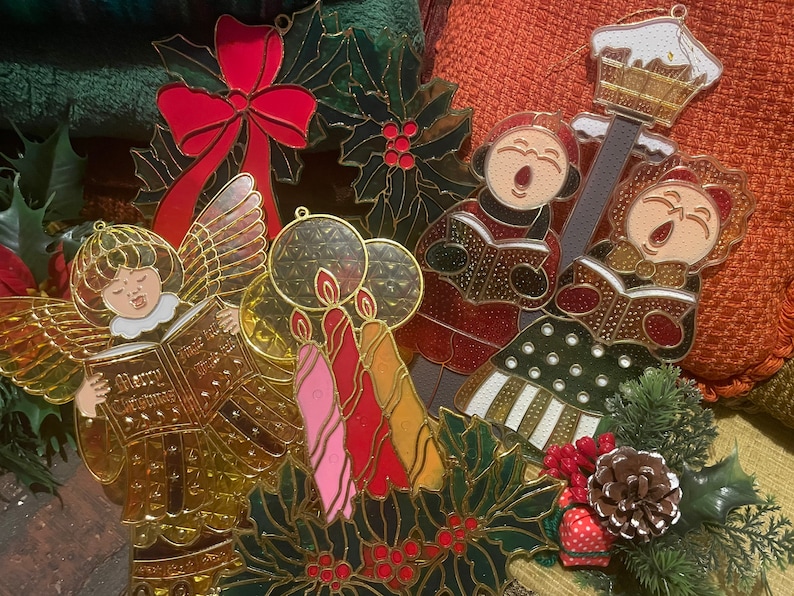 Vintage Christmas Suncatchers. Sold in Sets. Etsy