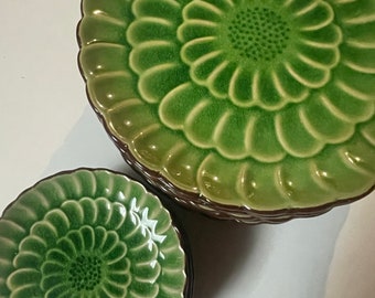 Vintage Visun green crackle plates.