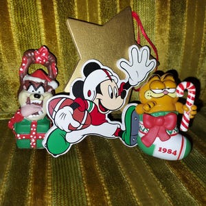 Vintage cartoon ornaments.