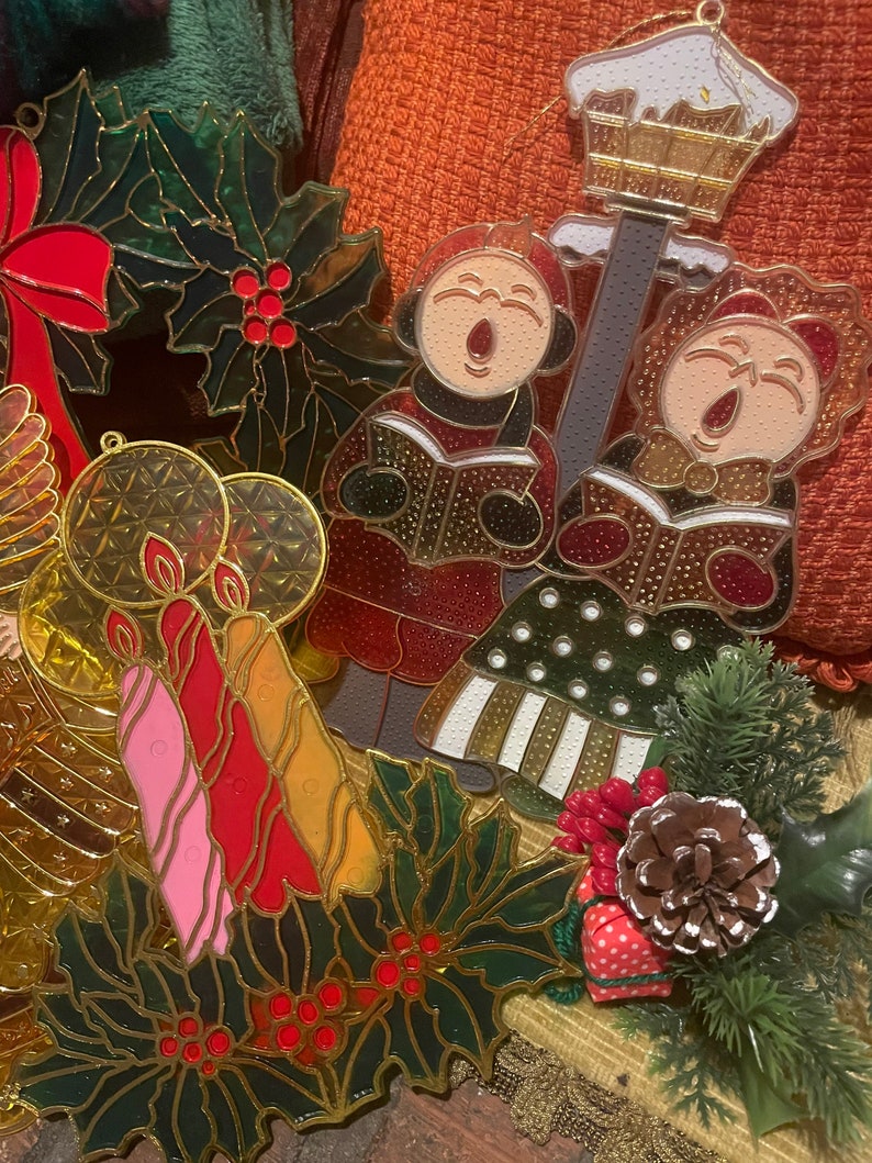 Vintage Christmas Suncatchers. Sold in Sets. Etsy