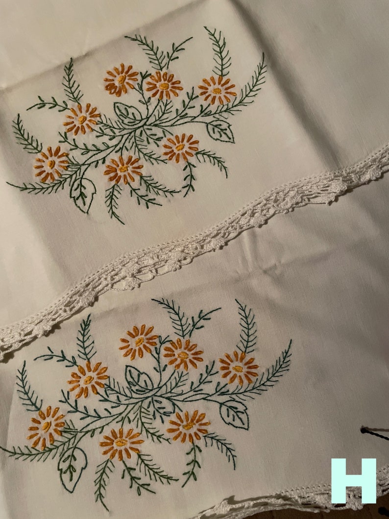 Vintage Embroidered Pillowcases Etsy
