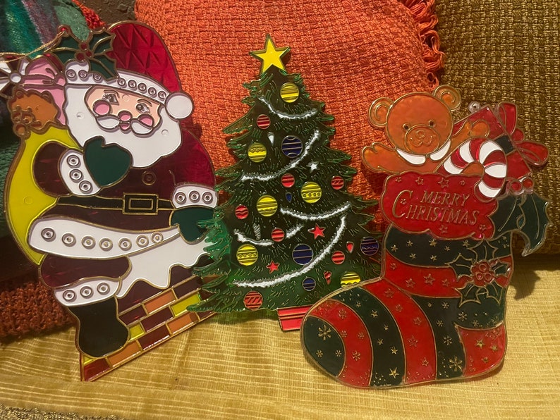 Vintage Christmas Suncatchers. Sold in Sets. Etsy