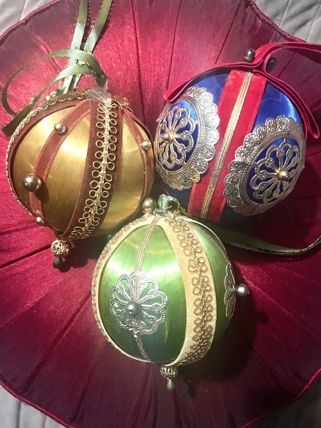 Vintage Handmade Beaded Christmas Ornaments. Etsy