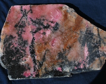 Rhodonite Slab Polished Display Specimen.  22cm x 15cm x 14mm.