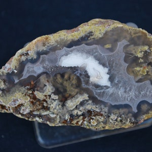 A Beautiful Classic Polished Agua Nueva Agate Display Specimen.  8.5cm x 5cm.