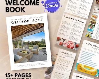 Airbnb Welcome Book Template | Vacation Rental Guide | Editable Canva Host Binder | A4 & US Letter