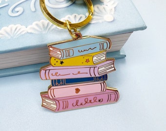 Book Lovers Gold Enamel Keychain