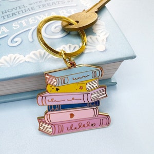 Book Lovers Gold Enamel Keychain