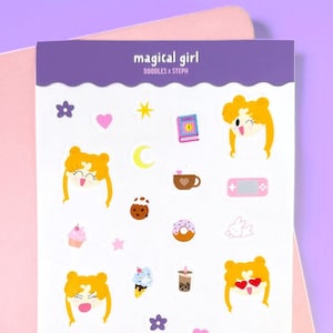 Magiczna dziewczyna Przezroczysta naklejka // transparentna, planer, anime, dziennik, artykuły piśmiennicze