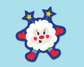 Colorful Sprite Vinyl Sticker // magical helper, glitters, 80s cartoon, retro, cute, gift, water bottle, bujo, laptop, phone