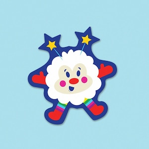 Colorful Sprite Vinyl Sticker // magical helper, glitters, 80s cartoon, retro, cute, gift, water bottle, bujo, laptop, phone