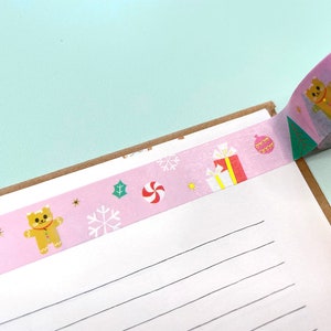 Happy Holidays Gold Foil Washi Tape// Christmas, decorative tape, bujo, winter, gift wrapping, cute, seasonal, scrapbook, paper tape, xmas