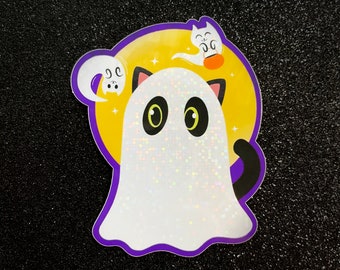 Glittersticker Ghost Cats: spookachtig kawaii halloween-vinyl