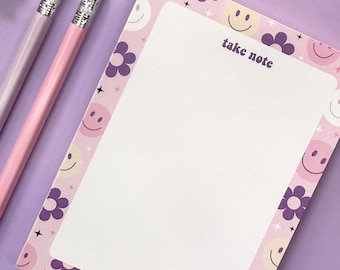 Happy Floral Notepad, Small // retro, home office, notes, to-do, daily, weekly