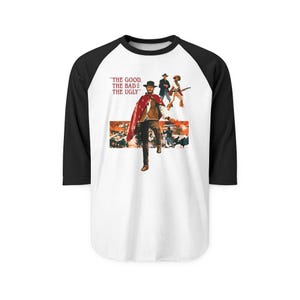 The Good The Bad and The Ugly Classic Action Movie Raglan Tee T-Shirt Size S to 2XL