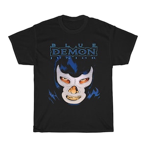 Blue Demon Wrestler Wrestling Legend Logo Men&#39;s Black T-Shirt Size S to 5xl