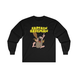 Captain Caveman logo Men&#39;s White Grey Navy Black Long Sleeve T-Shirt Size S to 2XL