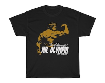 Maglietta nera blu navy da uomo Arnold Schwarzenegger Mr. Olimpia, taglie dalla S alla 5XL