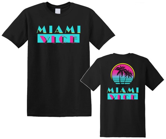 トップス Miami Vice (2006) Promotional T-Shirt Miami Vice Pink Sunset T-Shirt – Rerun the 80s