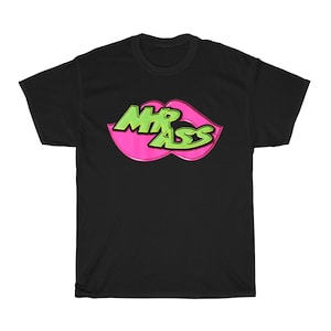 MR ASS Mr. Ass Retro Wrestling Icon Men&#39;s Black Navy T-Shirt Size S to 5XL