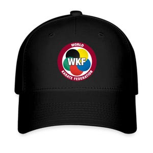 Cappello da baseball da uomo nero con simbolo delle arti marziali della WKF World Karate Federation, taglia per adulti
