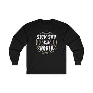 Daria Sick Sad World Eye Logo Men's Navy Black Long Sleeve T-Shirt Size S to 2XL