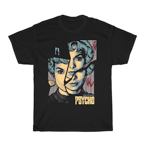Psycho Movie Men&#39;s Navy Black T-Shirt Size S to 5XL