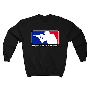 MLI Major League Infidel Logo Symbol Men&#39;s Navy Grey Black Sweatshirt Size S to 3XL