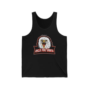 Eagle Fang Cobra Kai Karate Kid Logo Men&#39;s Black White Red Tank Top Size XS to 2XL