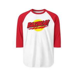 Bazinga Slogans The Big Bang Theory Movie Icon Symbol Raglan Tee T-Shirt Size S to 2XL