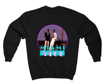 Miami Vice Retro Action TV Show Men's Navy Black Sweatshirt Size S to 3XL