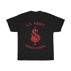 US Army Sniper School Logo Symbol Men&#39;s Navy Black T-Shirt Size S to 5XL