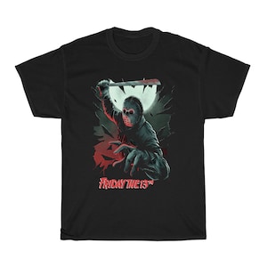 Friday The 13th Jason Voorhees Horror Movies Men&#39;s Black T-Shirt Size S to 5XL