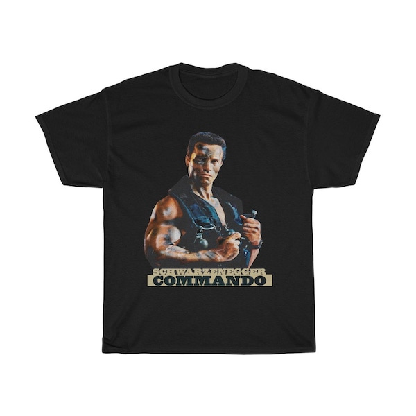 Arnold Schwarzenegger Commando Men's Black T-Shirt Size S to 5xl