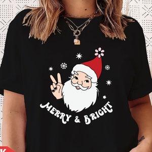WEIHNACHTSMANN Bright T-Shirt Lustige Weihnachtsmütze lächelnd Retro Vintage Familienurlaub Weihnachten Elfen Kostüm, Santa Bright (Tsrt)
