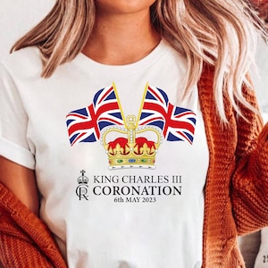King Charles coronation t-shirt, British Monarchy Tshirt, Coronation Tshirt for Kids Women Men, Jwel Crown Flag