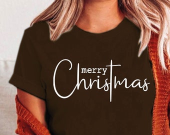 Chemise d’arbre de Noël, T-shirt de Noël, Chemise de Noël mignonne, Chemise de vacances, Arbre de Noël imprimé PLAID, Croix de Joyeux Noël