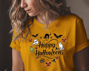 Happy Halloween T Shirt,  Halloween Costume Gift for Friends, Halloween pumpkin, Halloween Gift, Happy Halloween 1