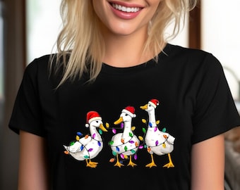 Merry Christmas Santa , Reindeer Shirt Cute Christmas T-shirt Christmas shirt Women's Christmas Shirt Holiday Christmas shirt, Duck (tsrt)