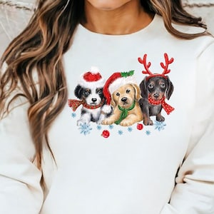 クリスマス ジャンパー、ナイトメアー ビフォア クリスマス トップ、トナカイ、雪だるま、グリンチ、友達、サンタ帽子、エルフ、お祭りホリデー シーズン、クリスマス フレンド ドッグ 1 (SWT)