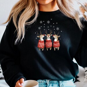 Christmas Jumper,Nightmare Before Xmass Top,reindeer, snowman, grinch,santa claus, Elf,festive holiday season, Reindeer Trio (SWT)