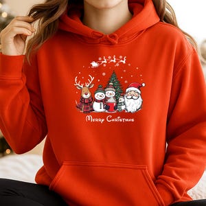 Sudadera con capucha de Feliz Navidad, camiseta de Pesadilla antes de Navidad, reno, muñeco de nieve, copo de nieve, Papá Noel, elfo, temporada festiva, Equipo Nieve (Hod)