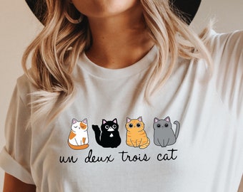 Un Deux Trois Cat shirt, Gifts for Cat Lovers, Cat tee shirt, Cat Tee, Cat shirts, Cat t shirt, dad cat shirt, cat mom shirt, Undex Cat 2