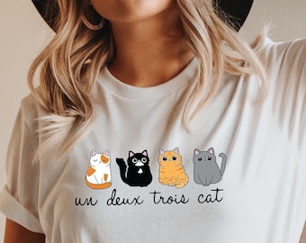 Camiseta Un Deux Trois Cat, regalos para amantes de los gatos, camiseta de gato, camiseta de gato, camisetas de gato, camiseta de gato, camiseta de gato papá, camiseta de gato mamá, Undex Cat 2