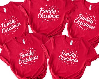 Camiseta navideña con reno de Papá Noel, camiseta navideña, camiseta navideña para mujer, camiseta navideña familiar a juego, Navidad familiar